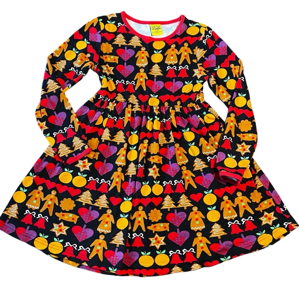 Duns Sweden Girls Dress size 134 8-9 Christmas Gingerbread Holiday Twirl
